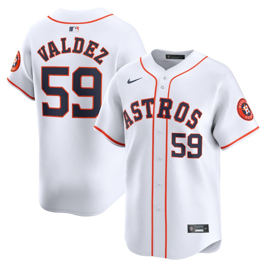 Men Houston Astros 59 Framber Valdez Nike White Home Limited Player MLB Jersey